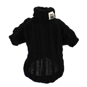 Pet Turtleneck Knitted Sweater Winter Dog Cat Keep Warm (Color: black)